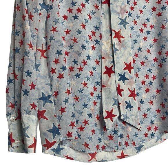 Sandro Paris Long Sleeves Red And Blue Stars Print US Size 6; FR 2 - Picture 5 of 16